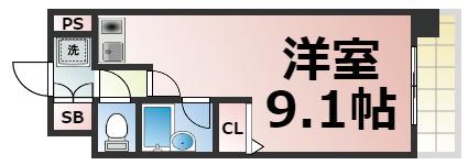 シャンテ深江橋(ワンルーム/2階)の間取り写真