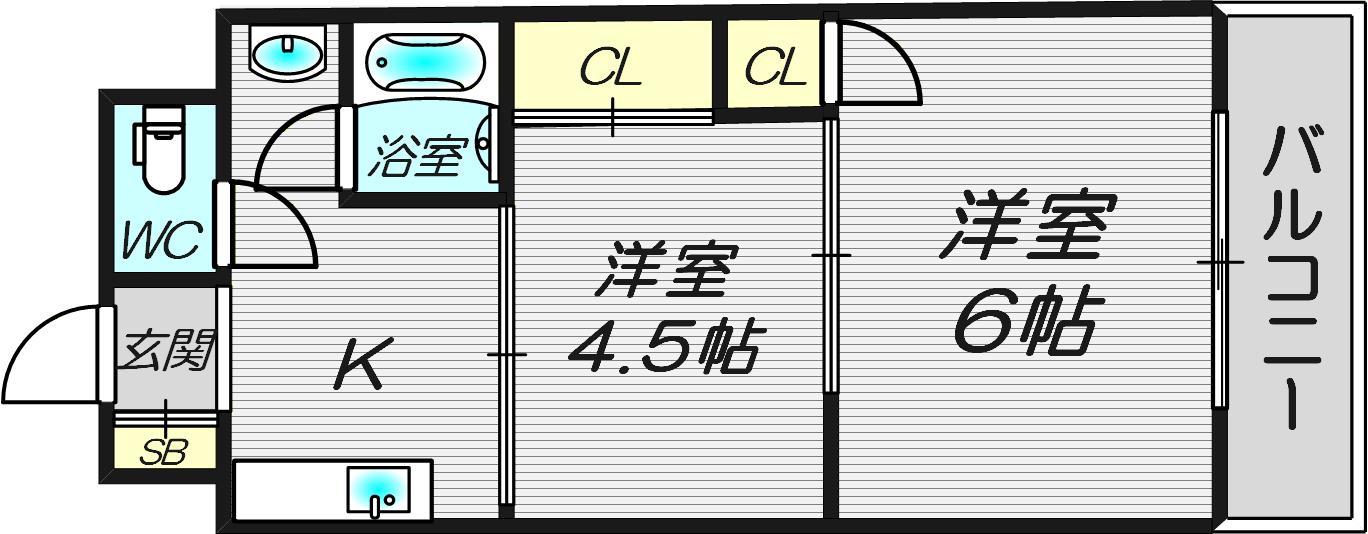 DO九条1(2K/12階)の間取り写真