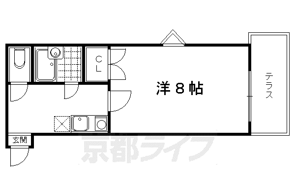 サンダ館II(1K/1階)の間取り写真