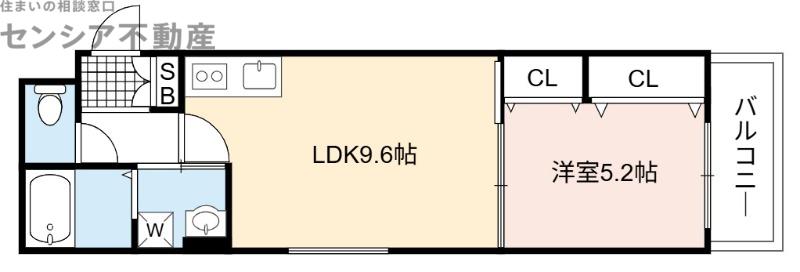 ラモーナ諸口(1LDK/1階)の間取り写真