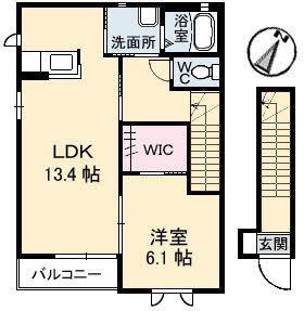 グランディール C棟(1LDK/2階)の間取り写真
