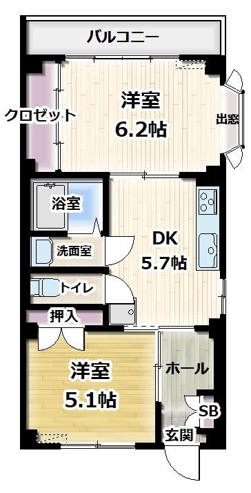 武蔵野プラザひばりが丘パートI(2DK/4階)の間取り写真