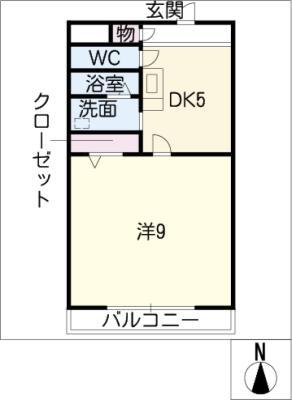 瀬々ら木ハイツ(1DK/1階)の間取り写真