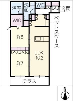 CASA HIYORIE(2LDK/1階)の間取り写真