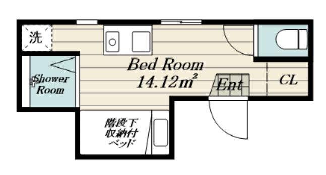 アーバンプレイス新宿戸山B(ワンルーム/1階)の間取り写真