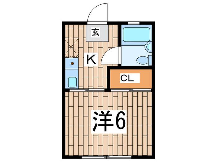 スペリオール平潟II(1K/2階)の間取り写真