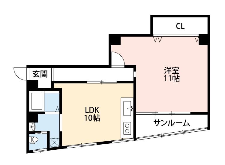 フジモトビル(1LDK/2階)の間取り写真
