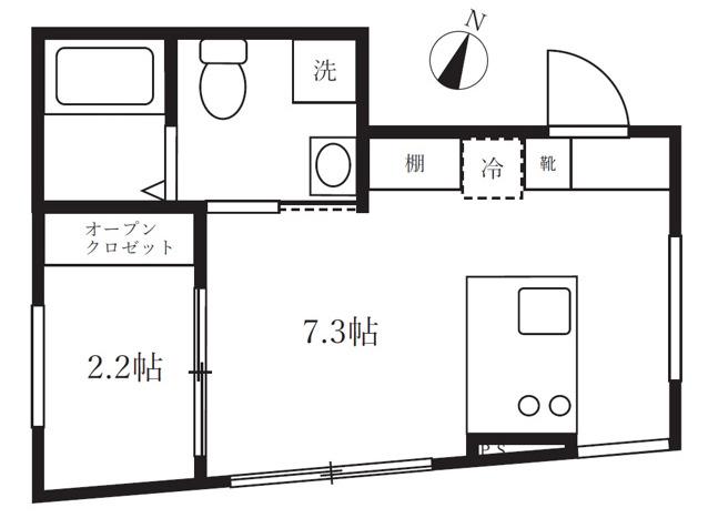 アピチェ南千住 B棟(1DK/1階)の間取り写真