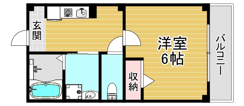 THE CITY ゆめ咲(1K/2階)の間取り写真