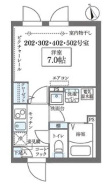 COCOCUBE日暮里(1K/2階)の間取り写真