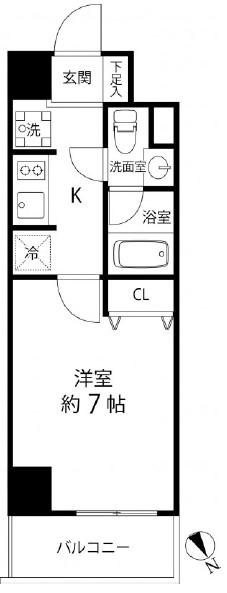 TS GARDENセンター南(1K/8階)の間取り写真