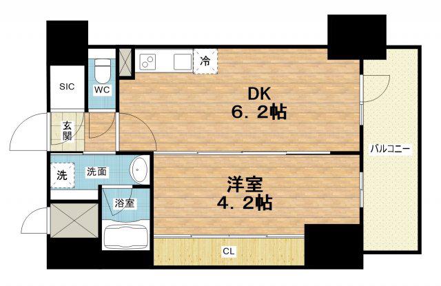 エステムコート大阪福島IIレイヤー(1DK/14階)の間取り写真