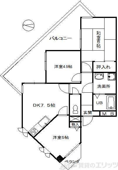 メゾン摂津(3DK/5階)の間取り写真