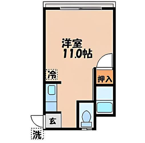 ハイツ大手NO.1(ワンルーム/2階)の間取り写真
