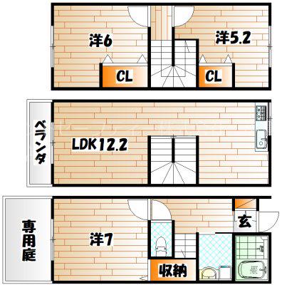 AZURE日明(3LDK/1階)の間取り写真