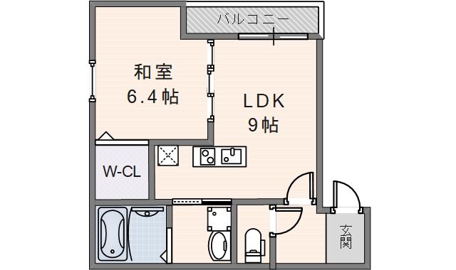 フジパレス吉田ノース(1LDK/1階)の間取り写真