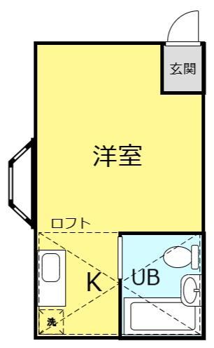 スカイハイツI(ワンルーム/2階)の間取り写真