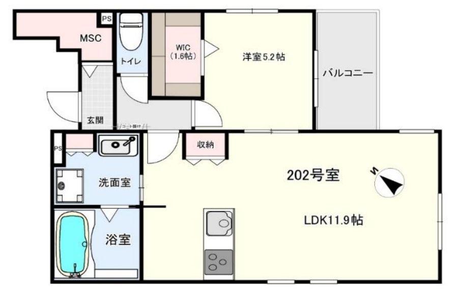 FLATS-A渋谷笹塚テラス(1LDK/2階)の間取り写真