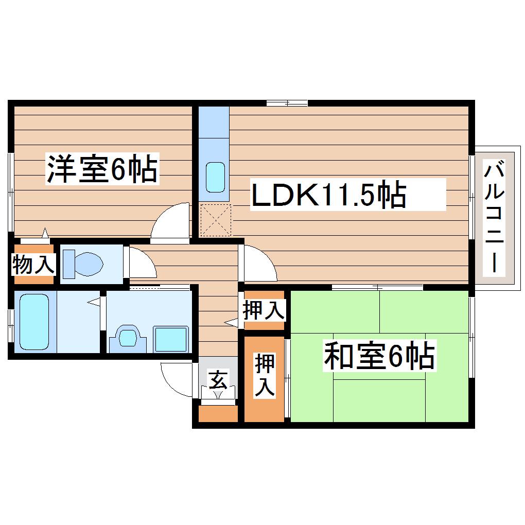 セジュール雷VI(2LDK/1階)の間取り写真