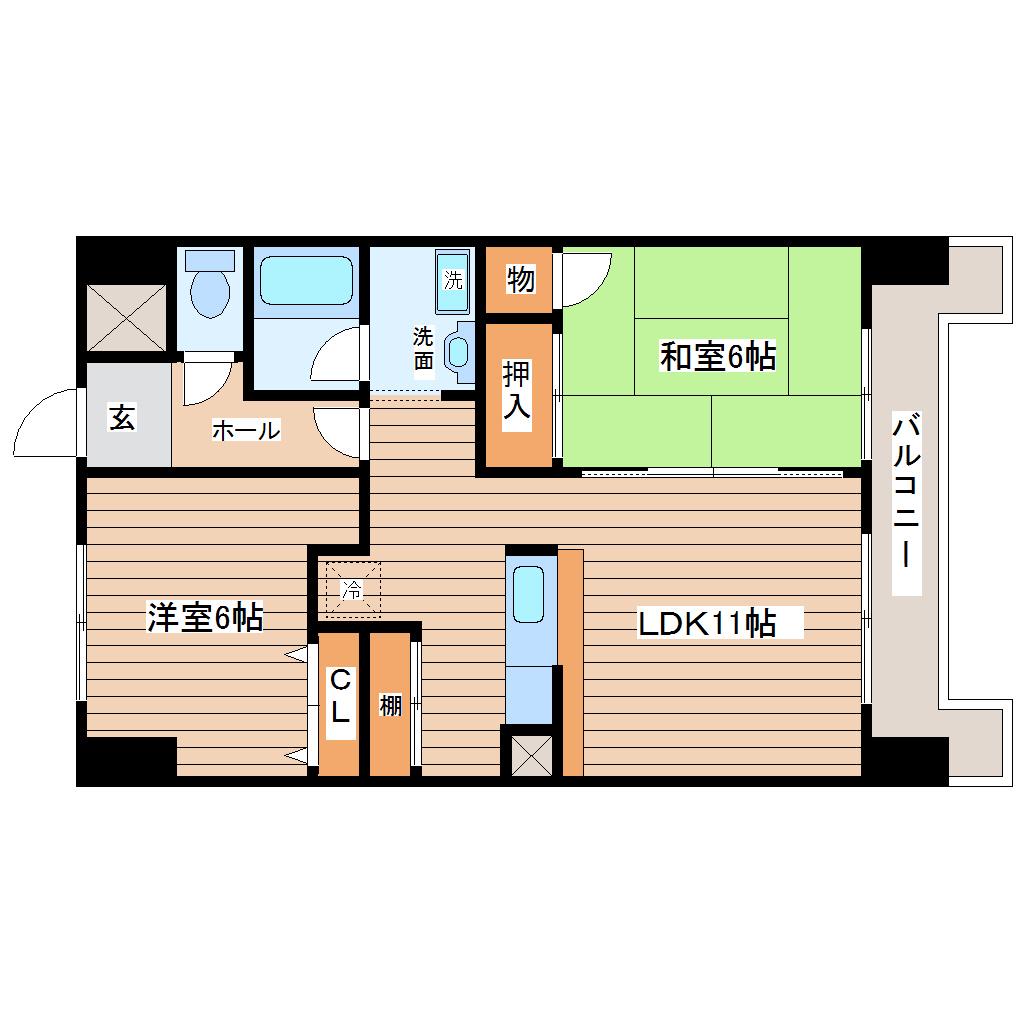 サンヒルズ浮島(2LDK/3階)の間取り写真