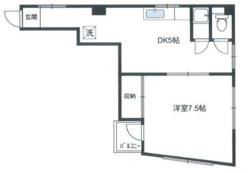 リバーハイツ(1DK/4階)の間取り写真