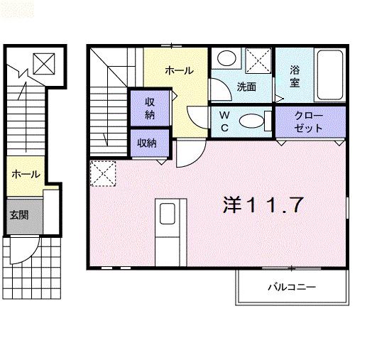 ノール ヴィラージュII(ワンルーム/2階)の間取り写真