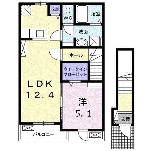 ライスガーデンI(1LDK/2階)の間取り写真