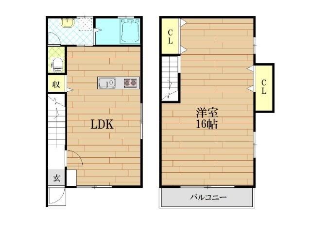 エクセルシオール(1LDK/1階)の間取り写真