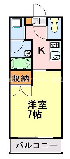 ハイネス田邊(1K/3階)の間取り写真