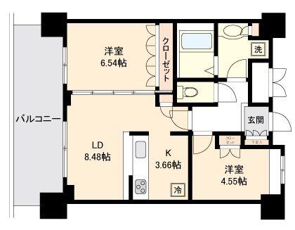 リボンシティコミュニティ(2LDK/11階)の間取り写真