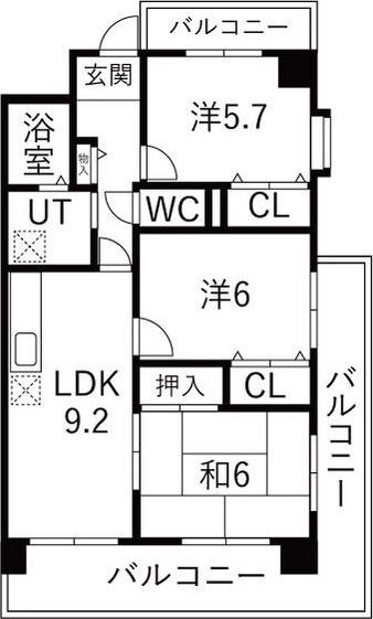 ベルメゾン堺(3DK/2階)の間取り写真