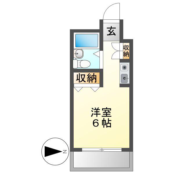メゾン ド シャンテ(ワンルーム/2階)の間取り写真