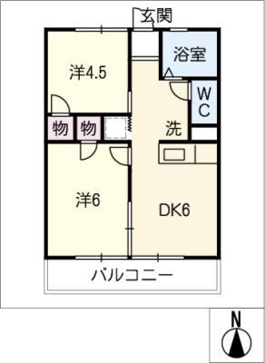 AVENUE鶉(2DK/2階)の間取り写真