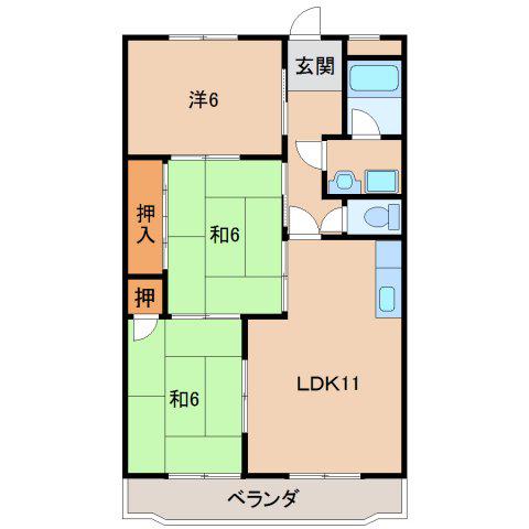 コーポEI(3LDK/3階)の間取り写真