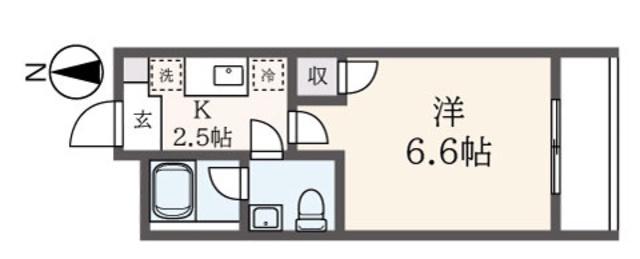 STREAM府中(1K/1階)の間取り写真