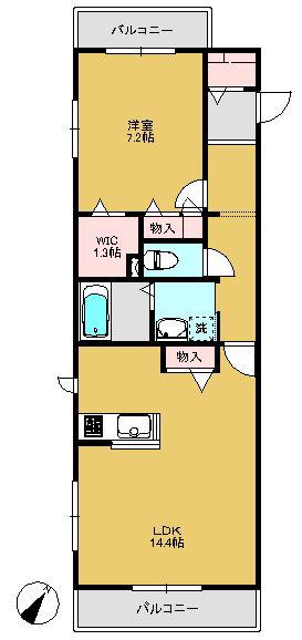 パーレセント(1LDK/2階)の間取り写真