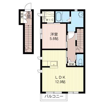 シャルムドルフB(1LDK/2階)の間取り写真