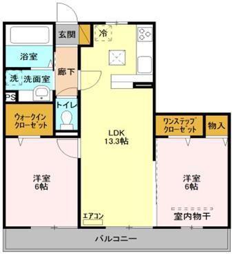 ブライトB(2LDK/2階)の間取り写真