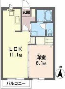ルミエール北山(1LDK/2階)の間取り写真