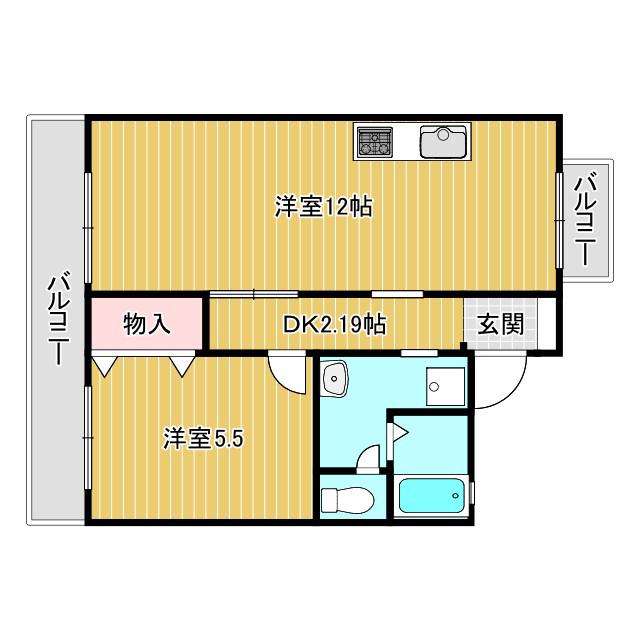 ベルコモン甲子園(1LDK/1階)の間取り写真