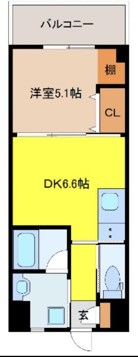 グランフィーノ牧港(1DK/4階)の間取り写真