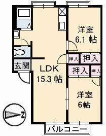 エミール・ハイツ(2LDK/2階)の間取り写真