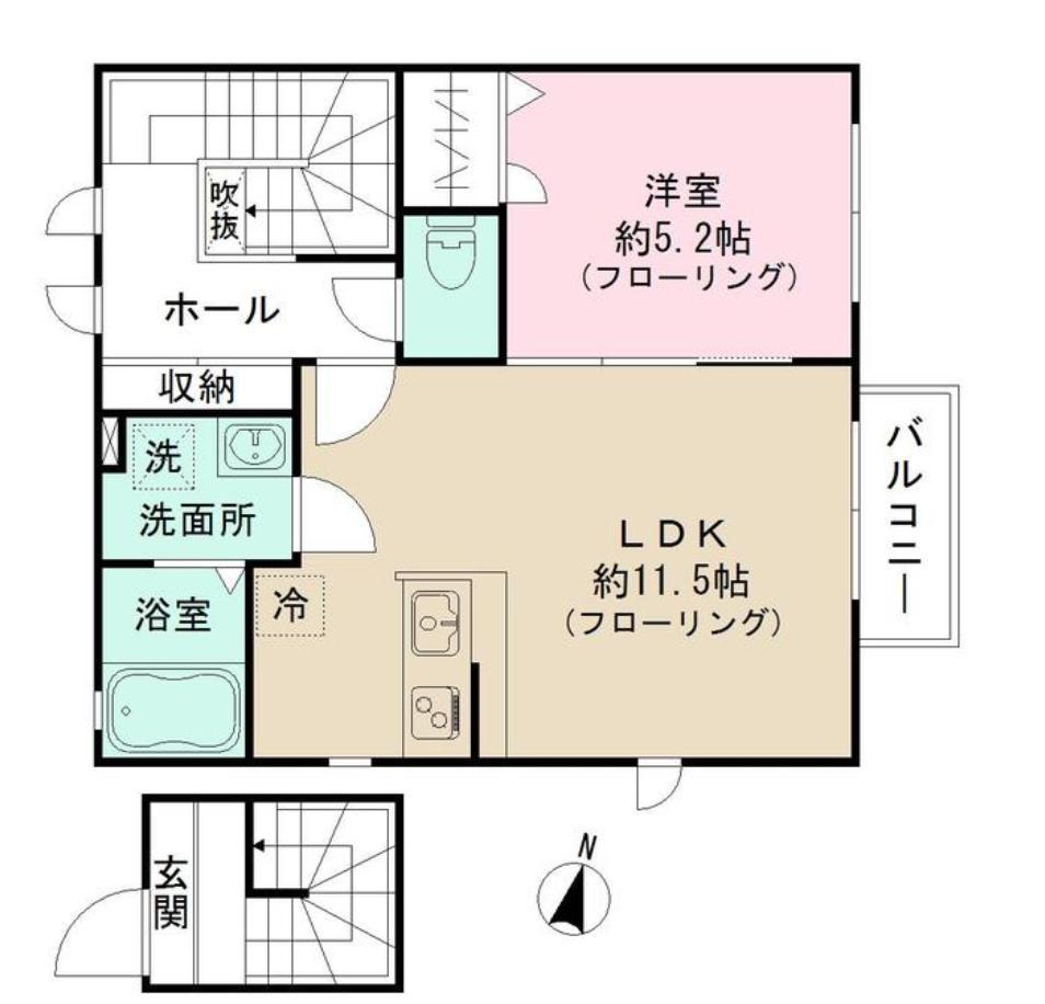 エーブハウス(1LDK/2階)の間取り写真