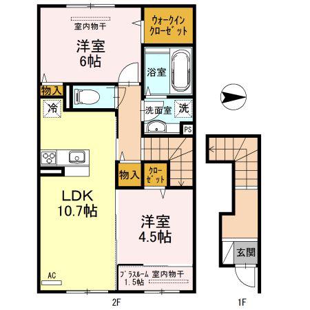 グランツ ヴィラ(2LDK/2階)の間取り写真