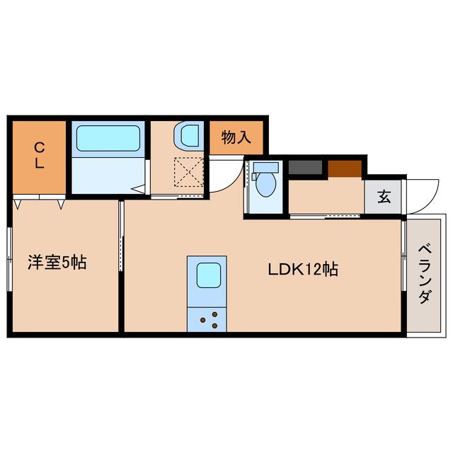NA TREE. HY B棟(1LDK/1階)の間取り写真