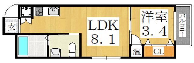 メゾン・オークル2(1LDK/1階)の間取り写真