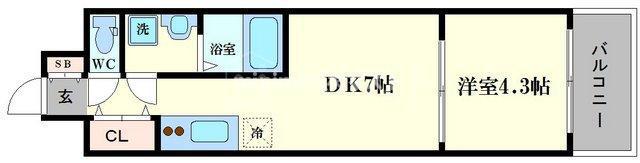 LC九条ガレリア(1DK/3階)の間取り写真