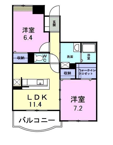 パイン・ヒルズ参番館(2LDK/1階)の間取り写真
