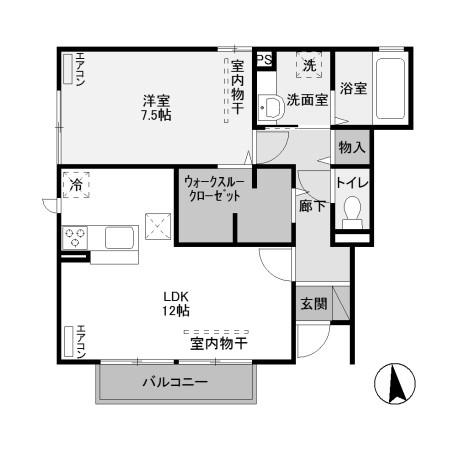 グレイスベル I(1LDK/1階)の間取り写真