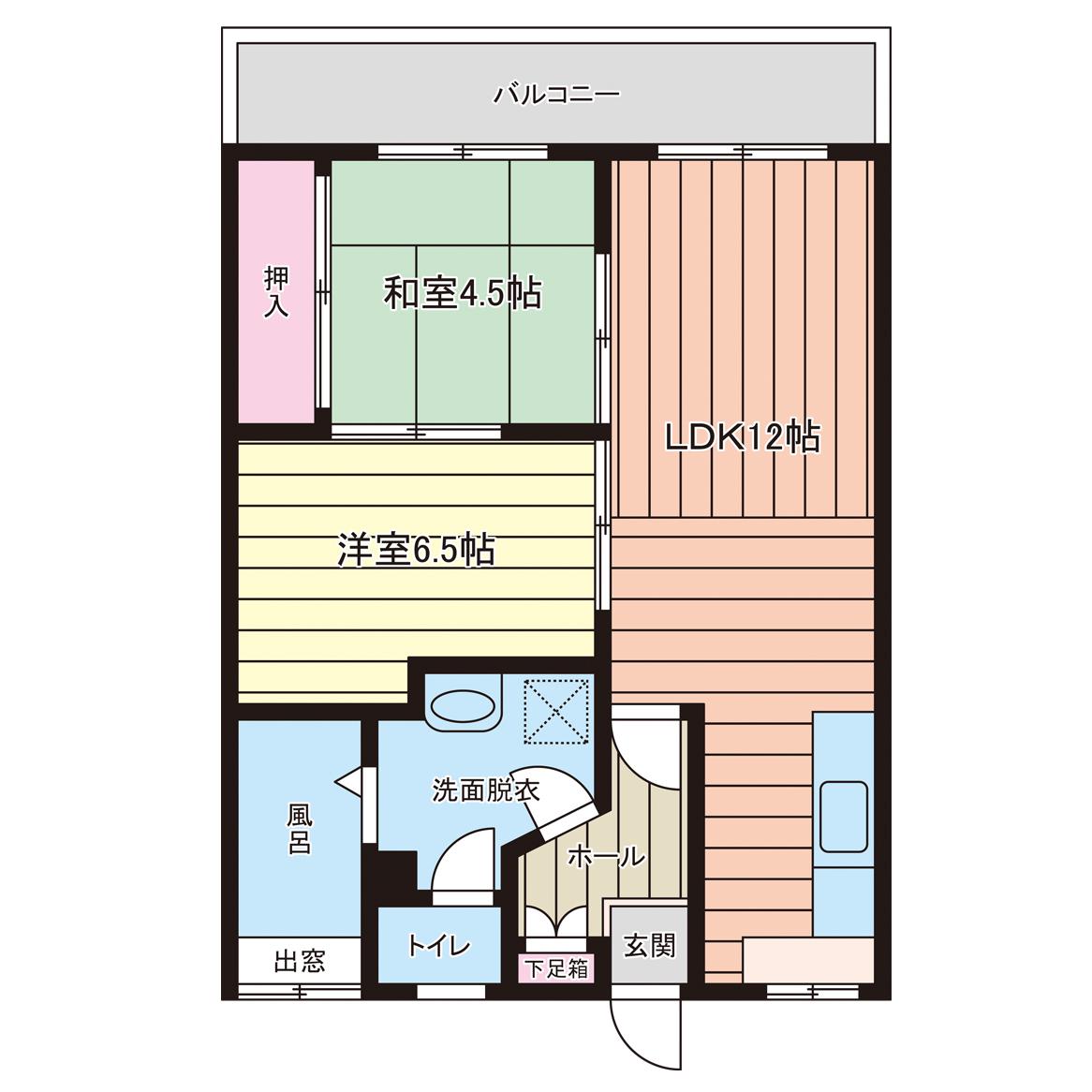 フェイスビル(2LDK/6階)の間取り写真